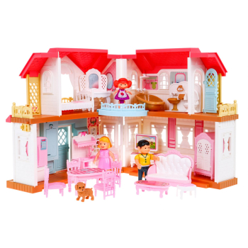 Interaktywny rozkładany domek z figurkami dla dzieci 3+ Zabawa w dom 4 pokoje